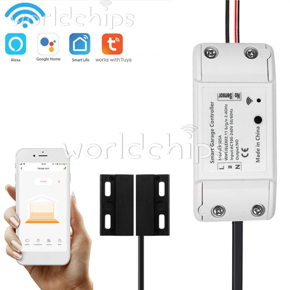 Tuya WIFI Smart Garage Door Controller APP Remote Control Timing Voice Control