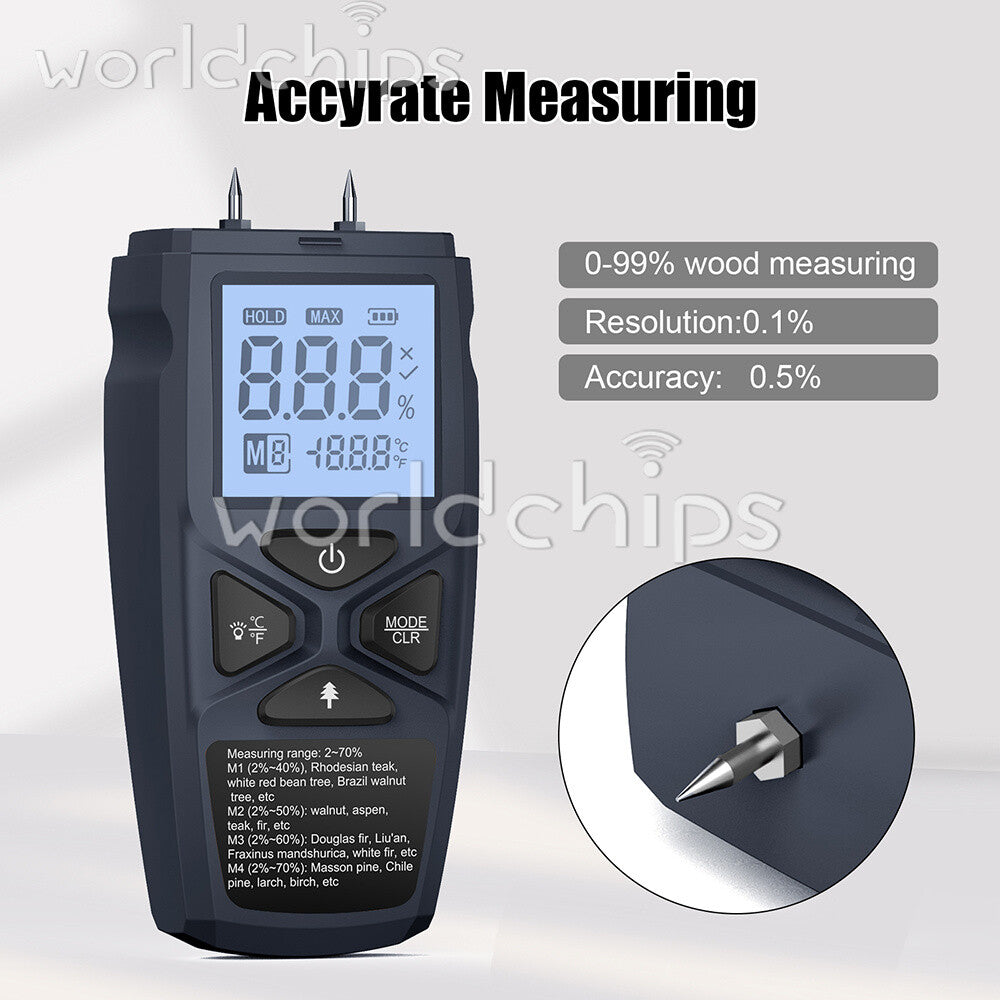 Digital Wood Moisture Meter Detector Tester Wood Firewood Paper Cardboard ℃/℉