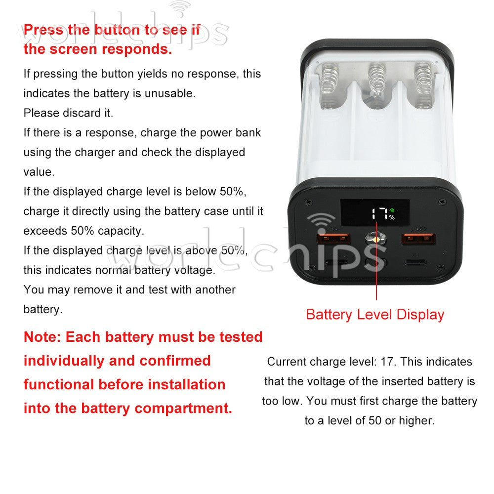 22.5W Transparent Power Bank Case 6/12-Cell 18650 Battery Box PD Power Bank Kit