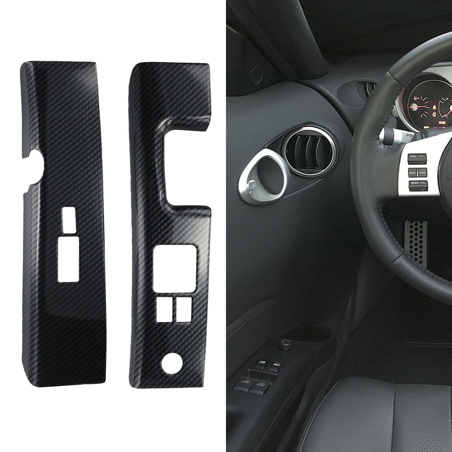 Carbon-Fiber Car Interior Glass Switch Covers ABS For Nissan 350z Z33 2006-2008