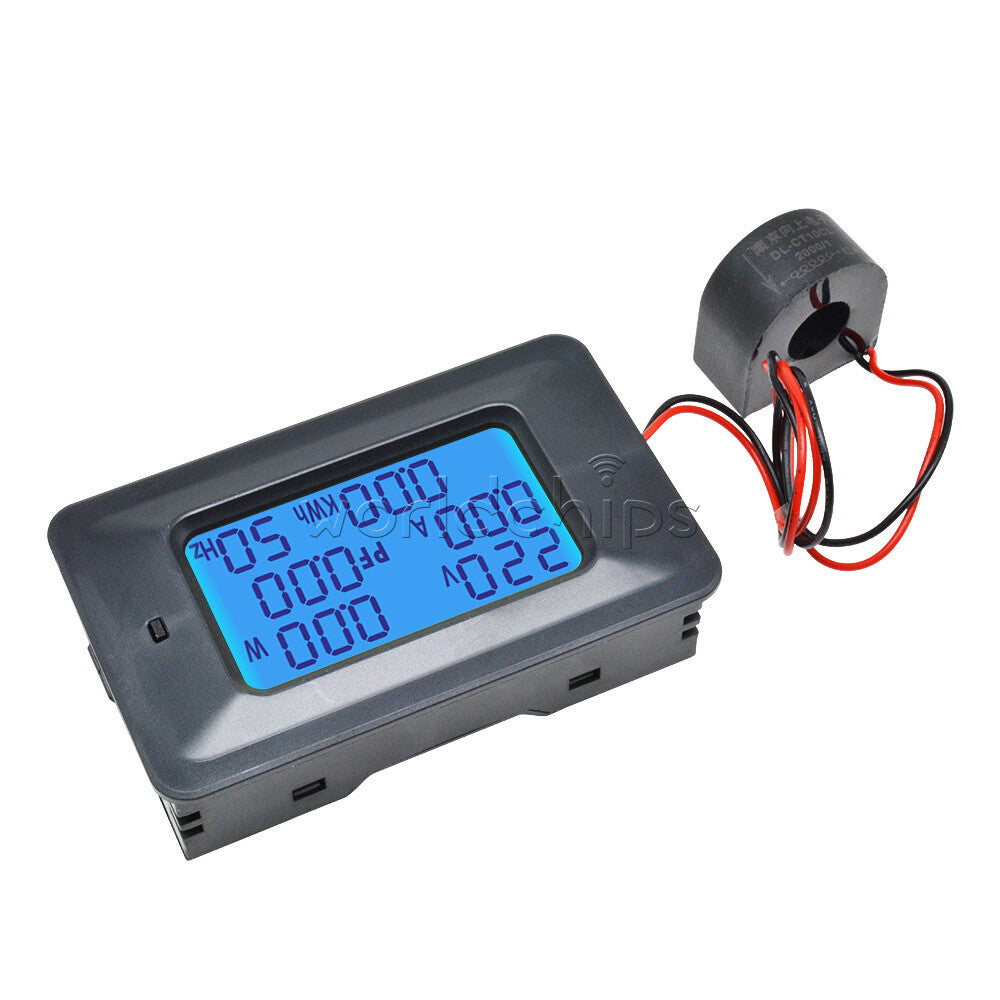 100A 110V-250V Current 6-in-1 Digital LCD Panel Power Monitor Ammeter Voltmeter