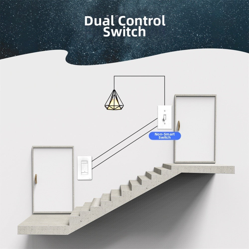 Smart WiFi Enabled Dimmer Wall Switch with Voice and Dual Control Options