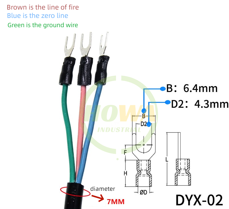 Mean Well switch power supply terminal block wiring DYX-2 length 1.5m 3-wire