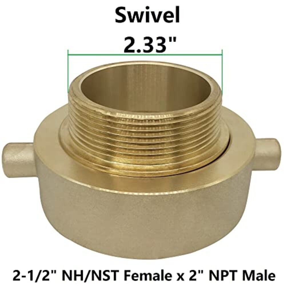 Fire Hydrant Hose Adapter Brass 212 NST Female x 2 NPT Male with Pin Lugs