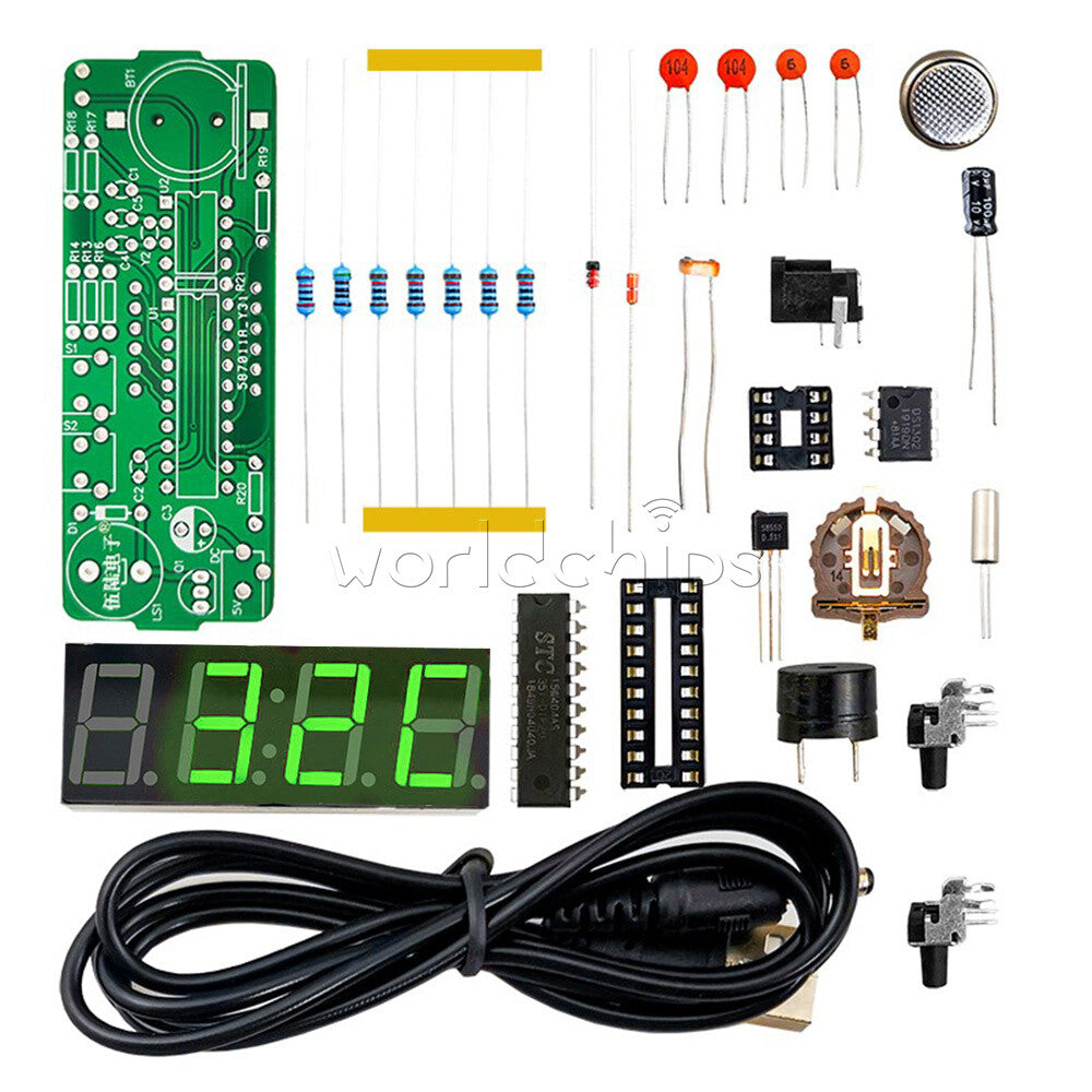 Electronic Clock Kit Set 51 Microcomputer LED Temperature / Time Display DS1302