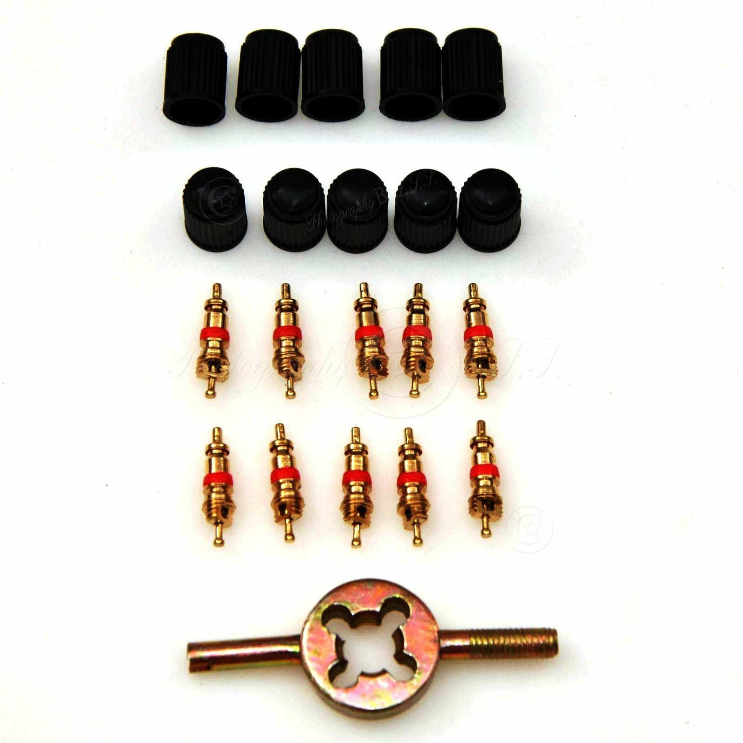10x American Bike Valve Core+Wrench+Caps for Bicycle Inner Tube Repair Tools Set