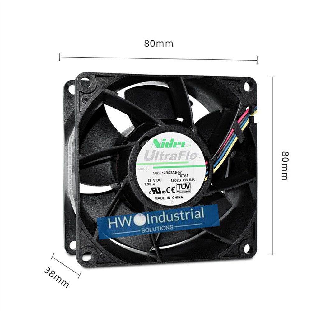 1/piece Nidec V80E12BS2A5-57 12V 1.95A 8038 8cm 4-wire Server Cooling Fan