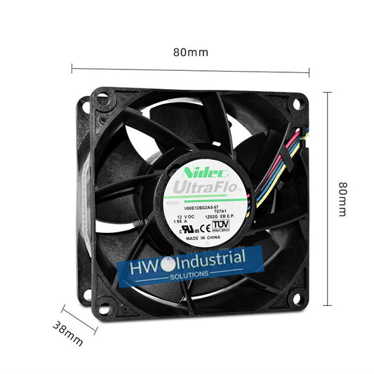 1/piece Nidec V80E12BS2A5-57 12V 1.95A 8038 8cm 4-wire Server Cooling Fan