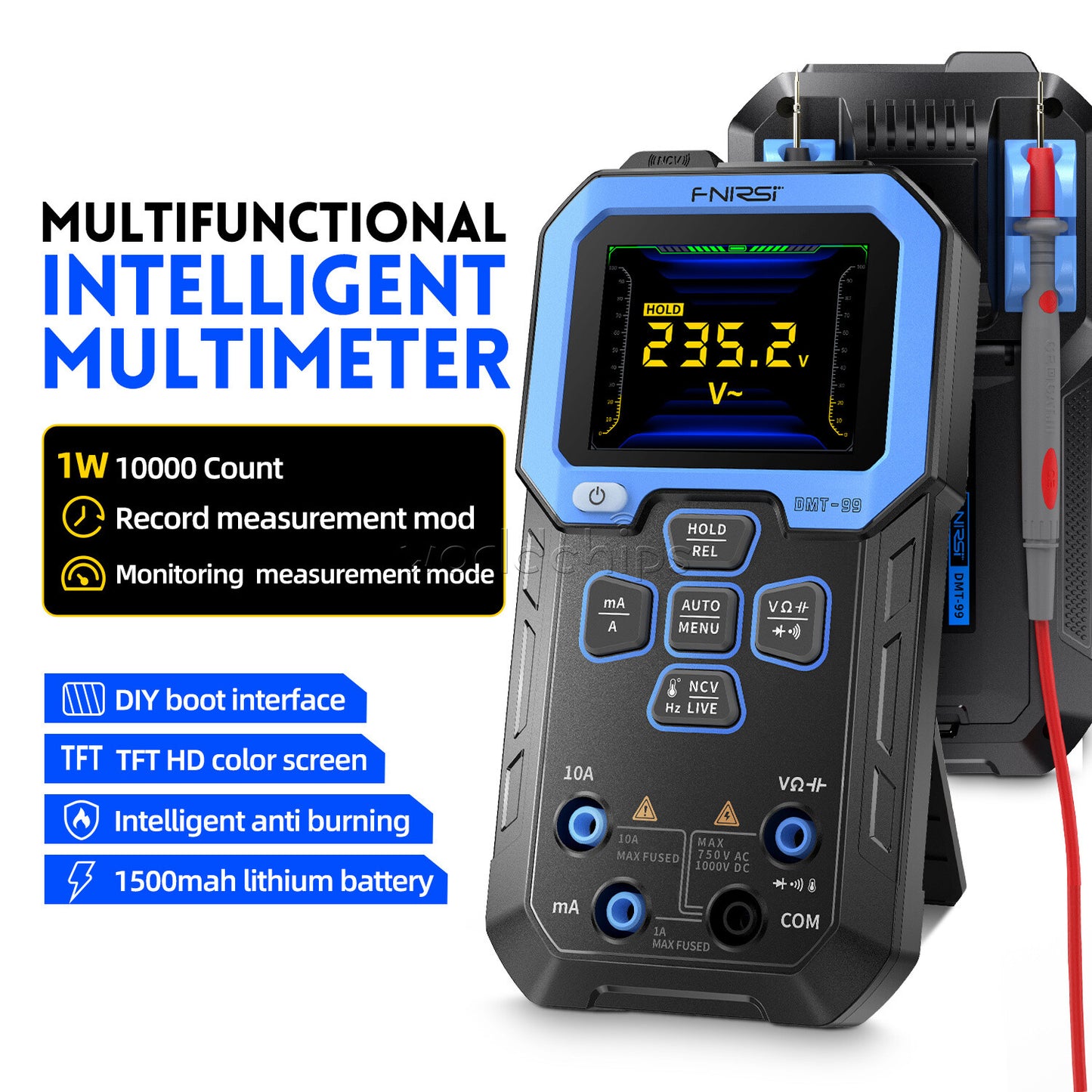 FNIRSI DMT-99 TFT Digital Multimeter DIY Interface 10000 Counts Auto-Ranging