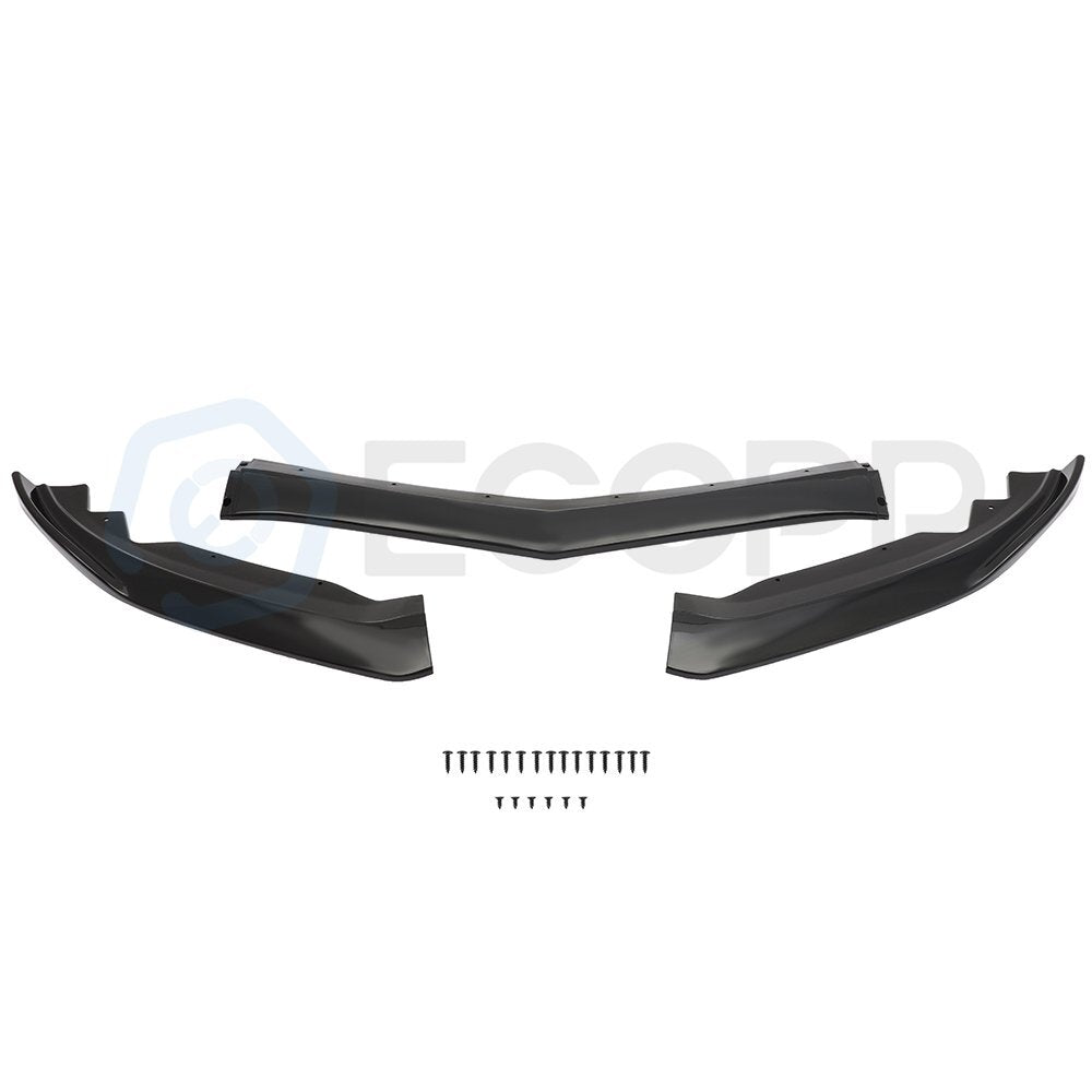 Fits 2015-2018 Cadillac ATS 3pcs Gloss Black Front Bumper Spoiler Lip