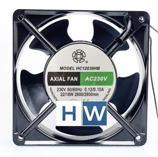 1PC HC12038HB 2-wire 0.12/0.1A 22W 230V 12cm Cabinet Axial Flow Cooling Fan