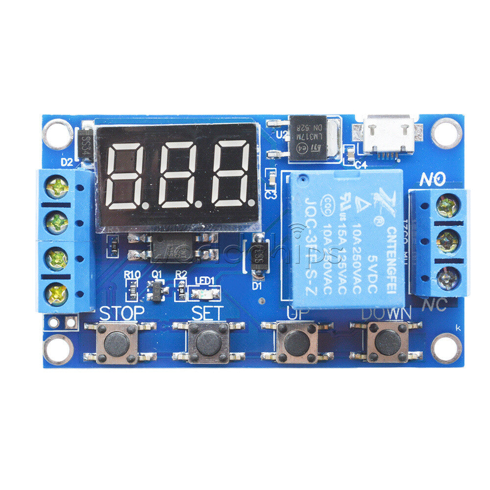 10PCS Digital LED Trigger Delay Cycle Timer Switch Relay Module Micro USB 5V
