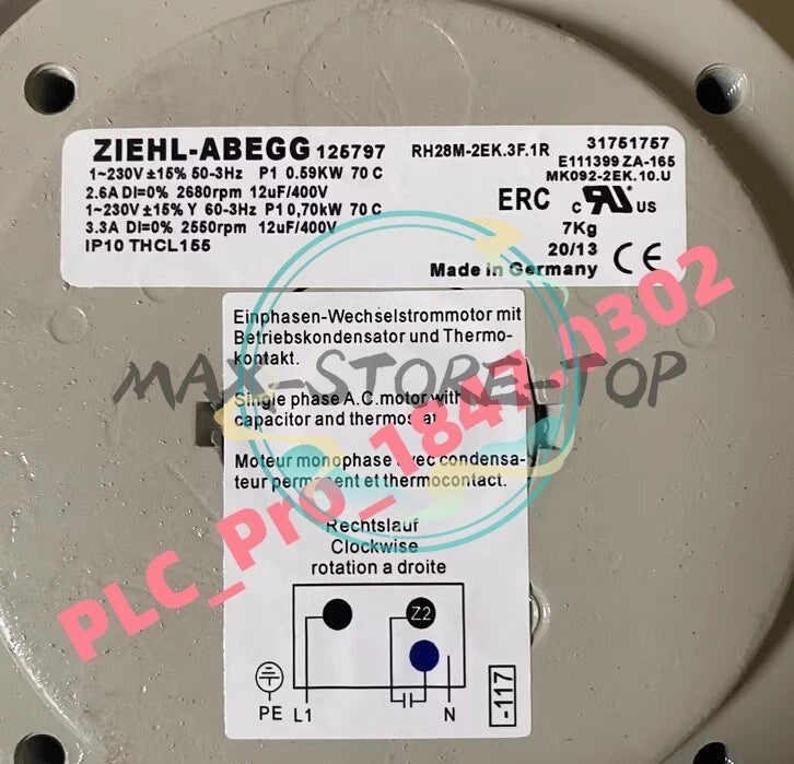 RH28M-2EK.3F.1R 1PCS   ZIEHL-ABEGG RH28M-2EK.3F.1R Radial Fan Fast ship