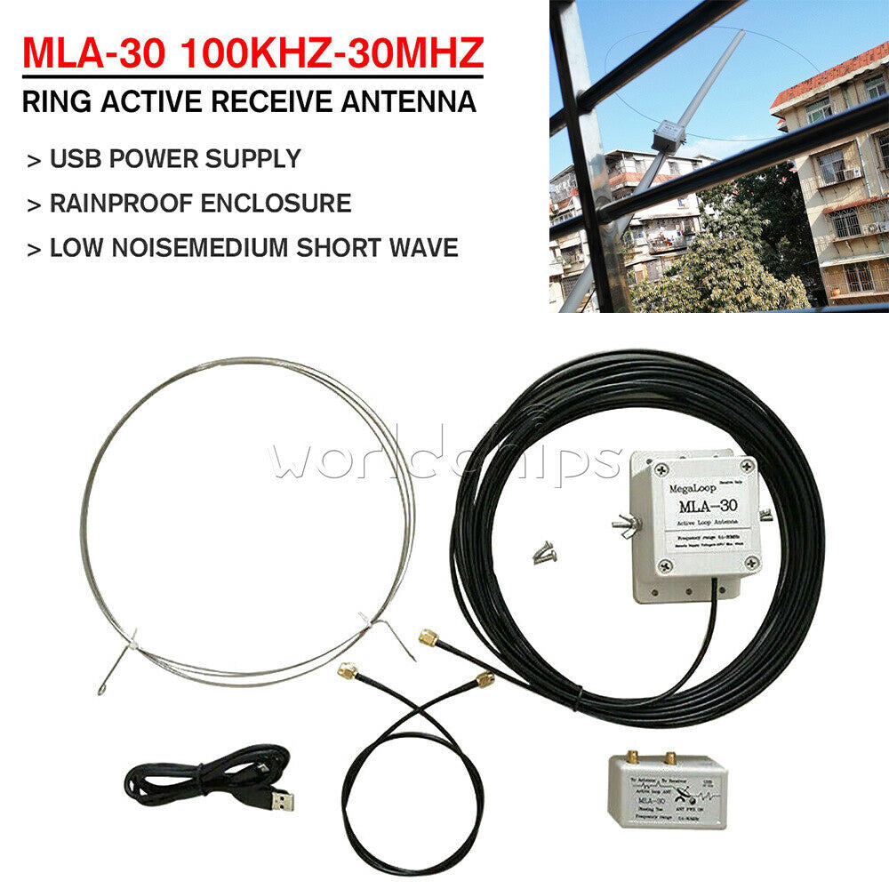 10PCS MLA-30+ 0.5-30MHz Ring Active Receive Antenna Wave SDR Loop Radio Antenna