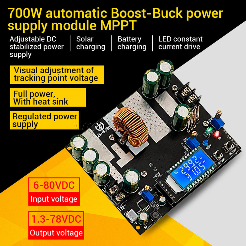 ZK-SJ30 700W Automatic Boost Buck Power Supply Module DC 6-80V to 1.3-78V 30A
