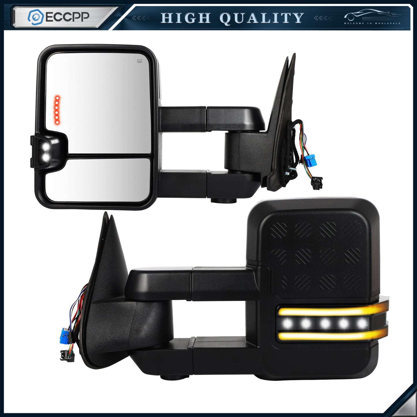 Power Heated Tow Mirrors For 03-06 Chevry GMC Sierra LED Turn Signal Light