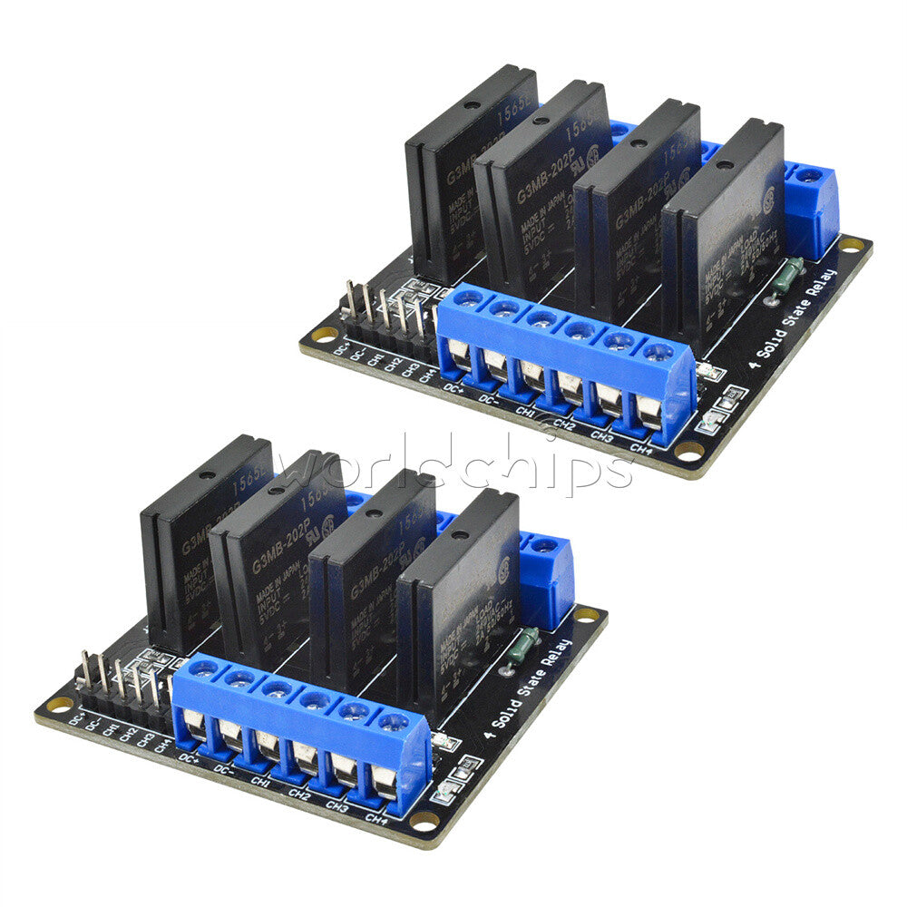 2PCS 5V 4 Channel OMRON SSR G3MB-202P Solid State Relay Module w/ Resistive Fuse