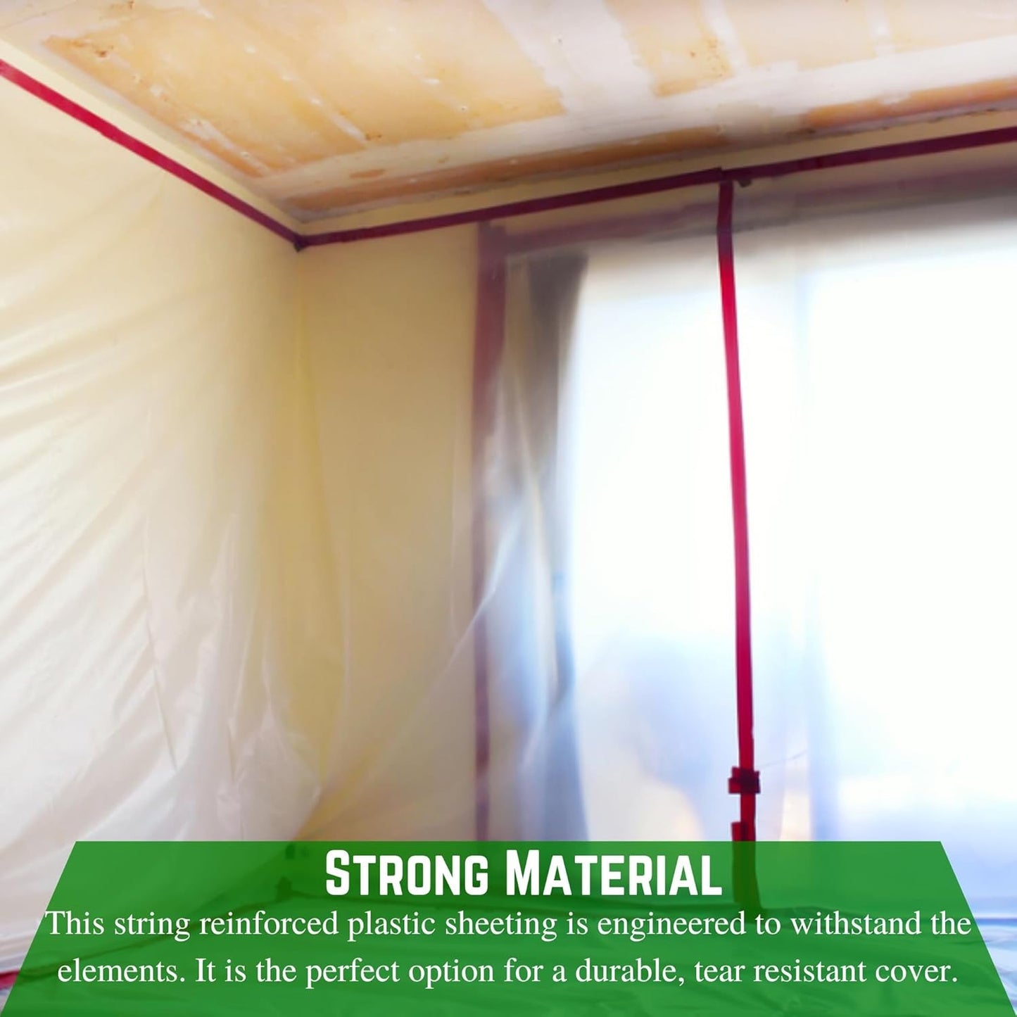 Reinforced Clear Plastic Sheeting, 6 Mil, 20' x 100', Tear Resistant