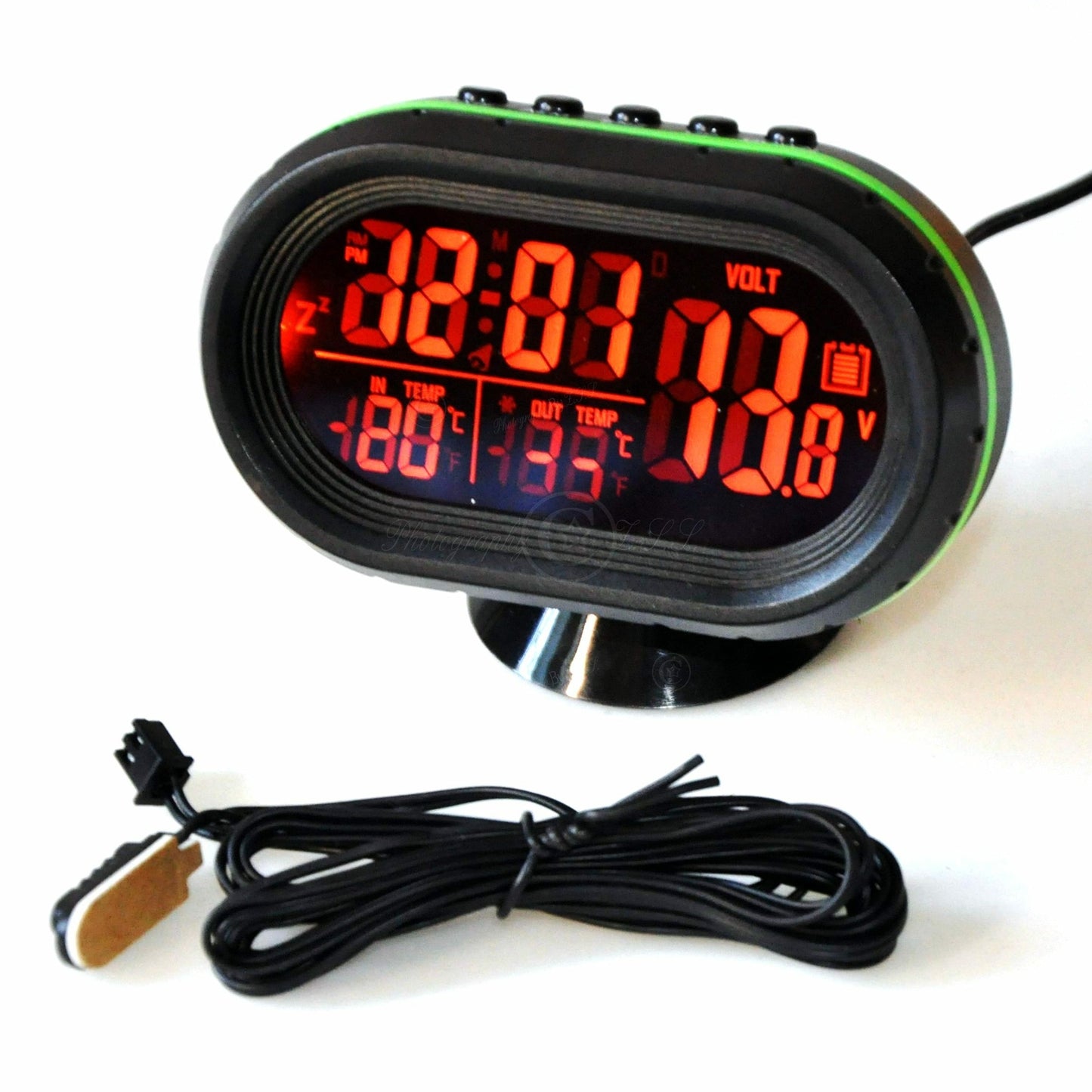 3in1 Car Digital LED Clock Voltmeter Thermometer 12V-24V Battery Voltage Monitor