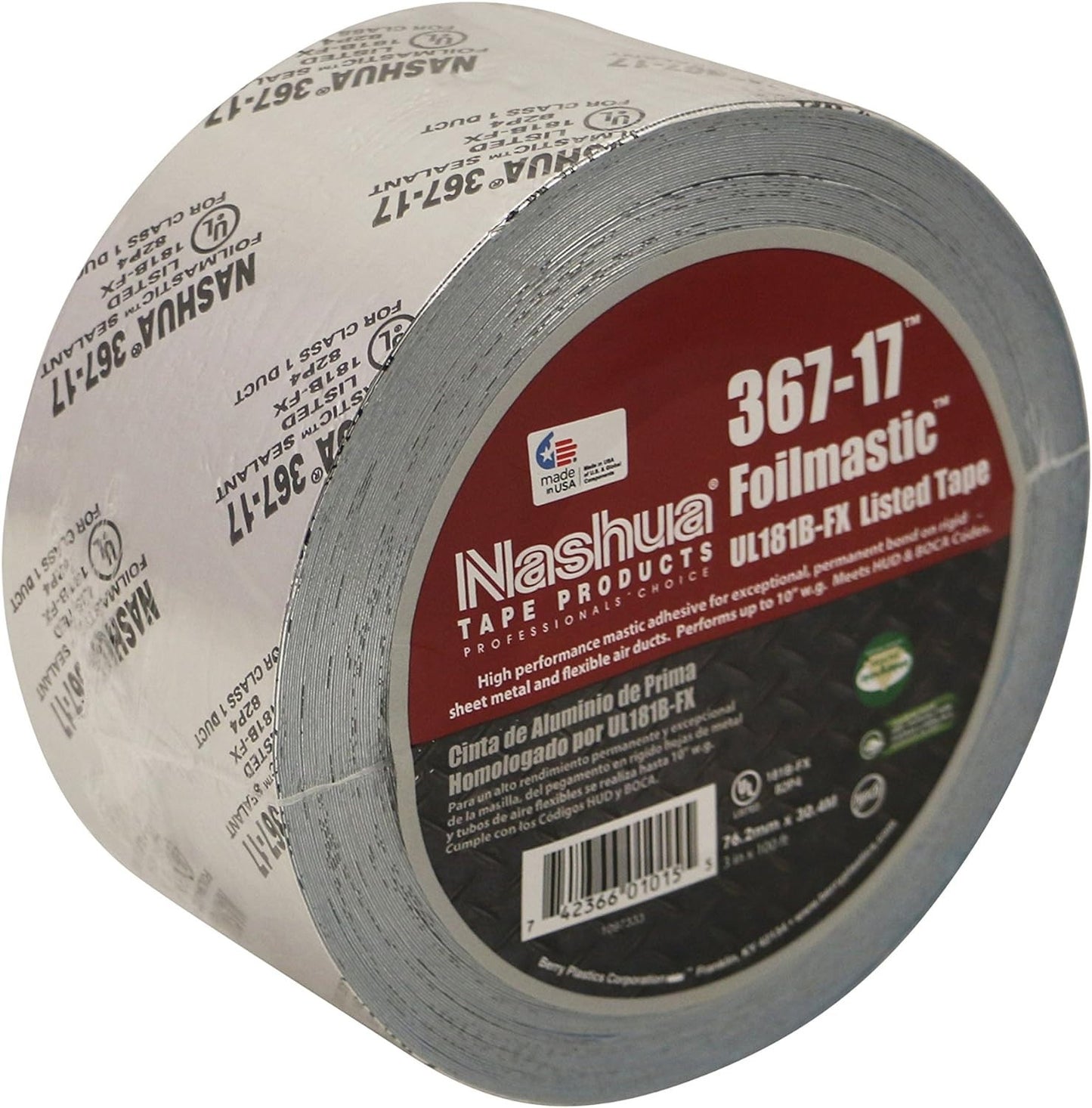 Butyl Rubber Sealant Tape, 3" x 100' - FoilMastic, UL 181B-FX, Silver