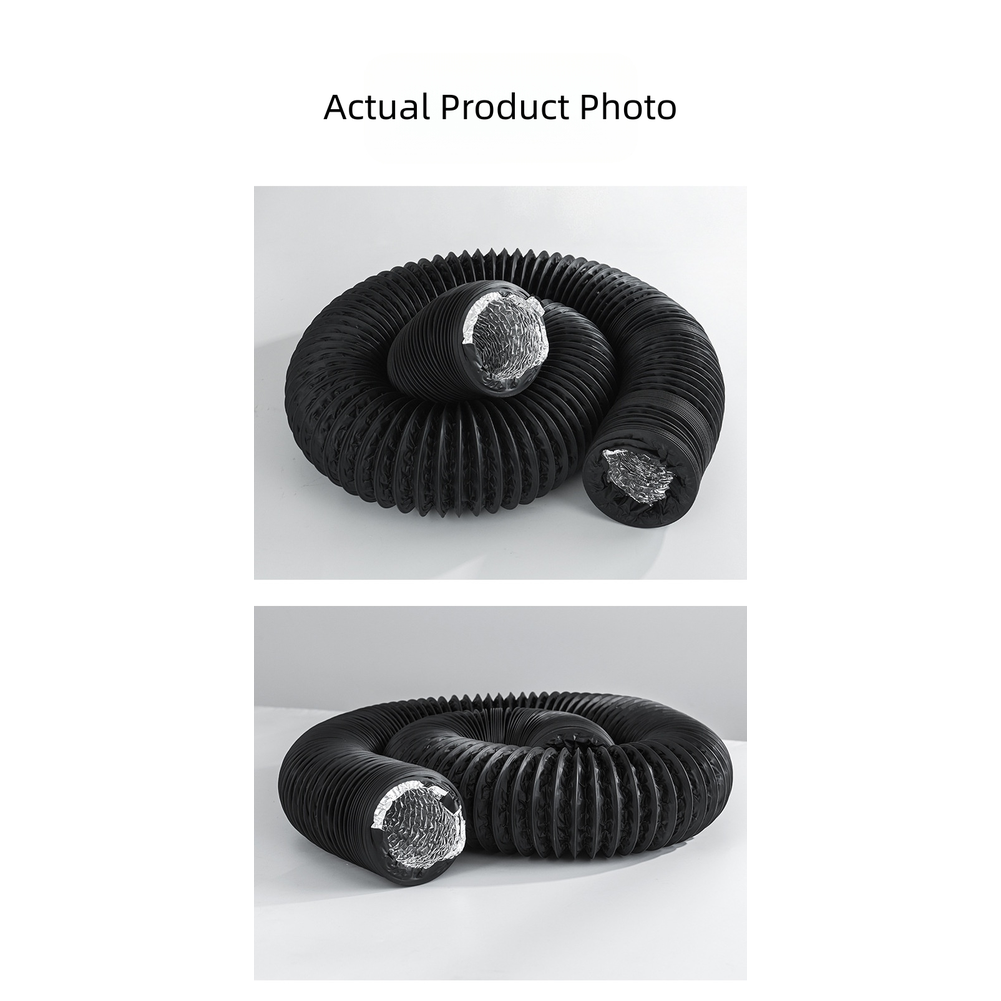 Black Double Layer PVC Aluminum Foil Flexible Air Duct Hose for Ventilation Use