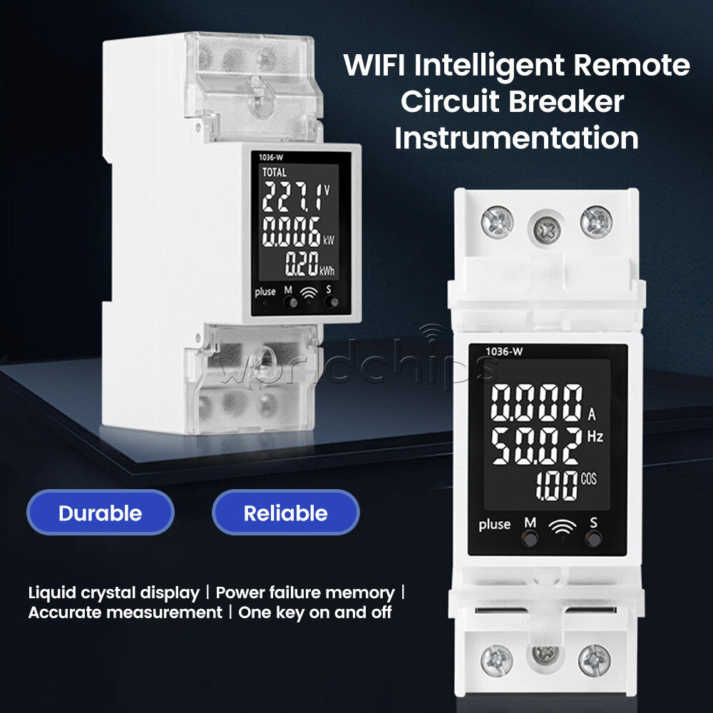 DIN Rail Multi-Function Tester Digital Voltage Current Power Meter AC85~265V 63A