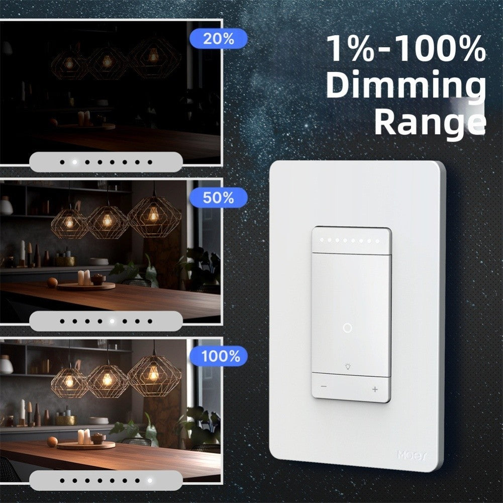 Smart WiFi Enabled Dimmer Wall Switch with Voice and Dual Control Options