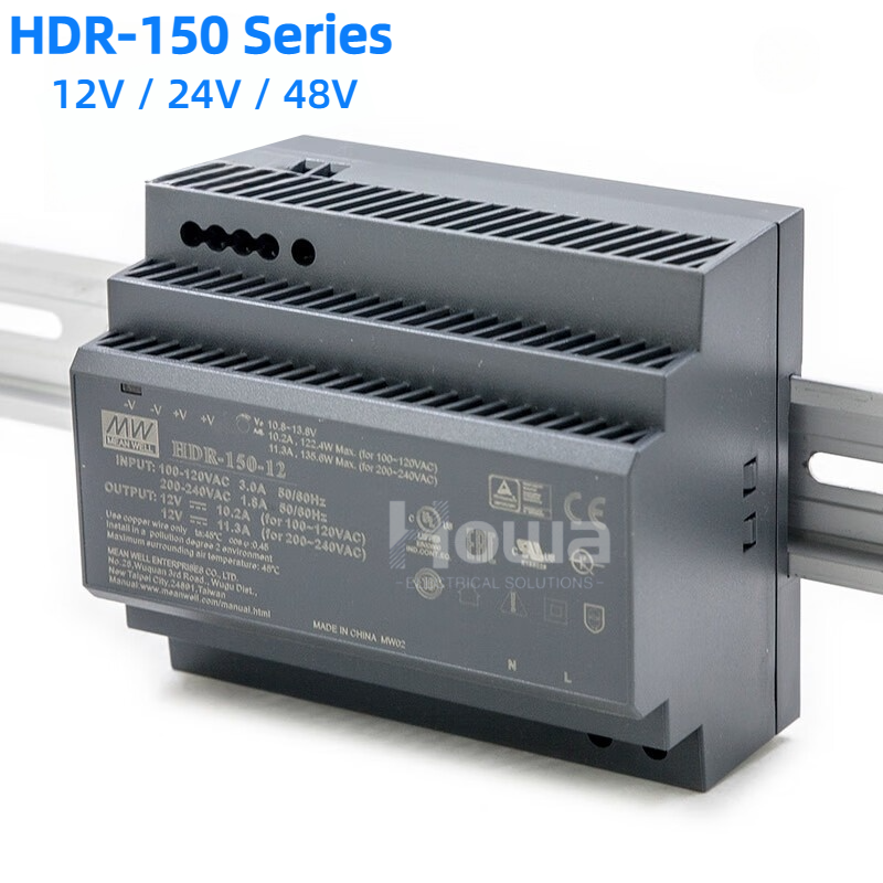 Mean Well HDR-150 Series DIN Rail Power Supply 150W 12V 24V 48V HDR-150