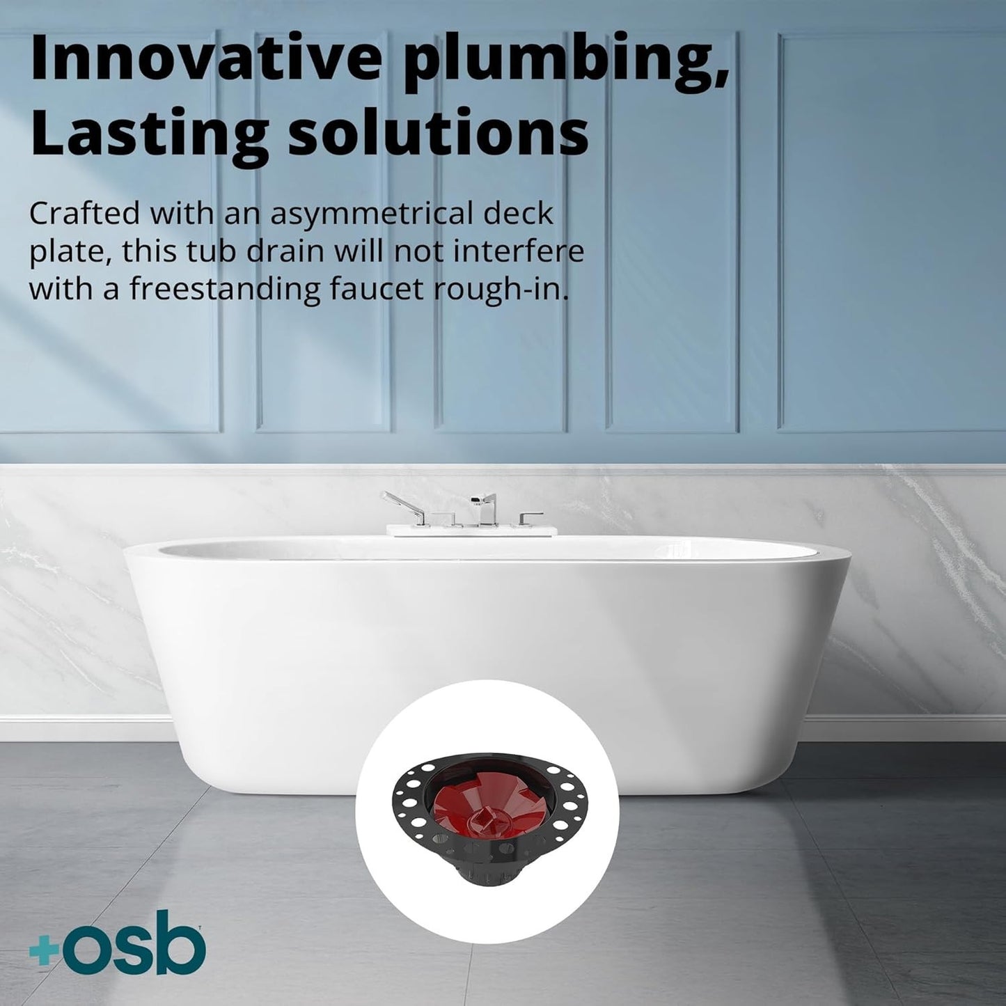 ITD35 Two-Piece ABS Tub Drain Kit - Freestanding, Rough-In, Easy Installation