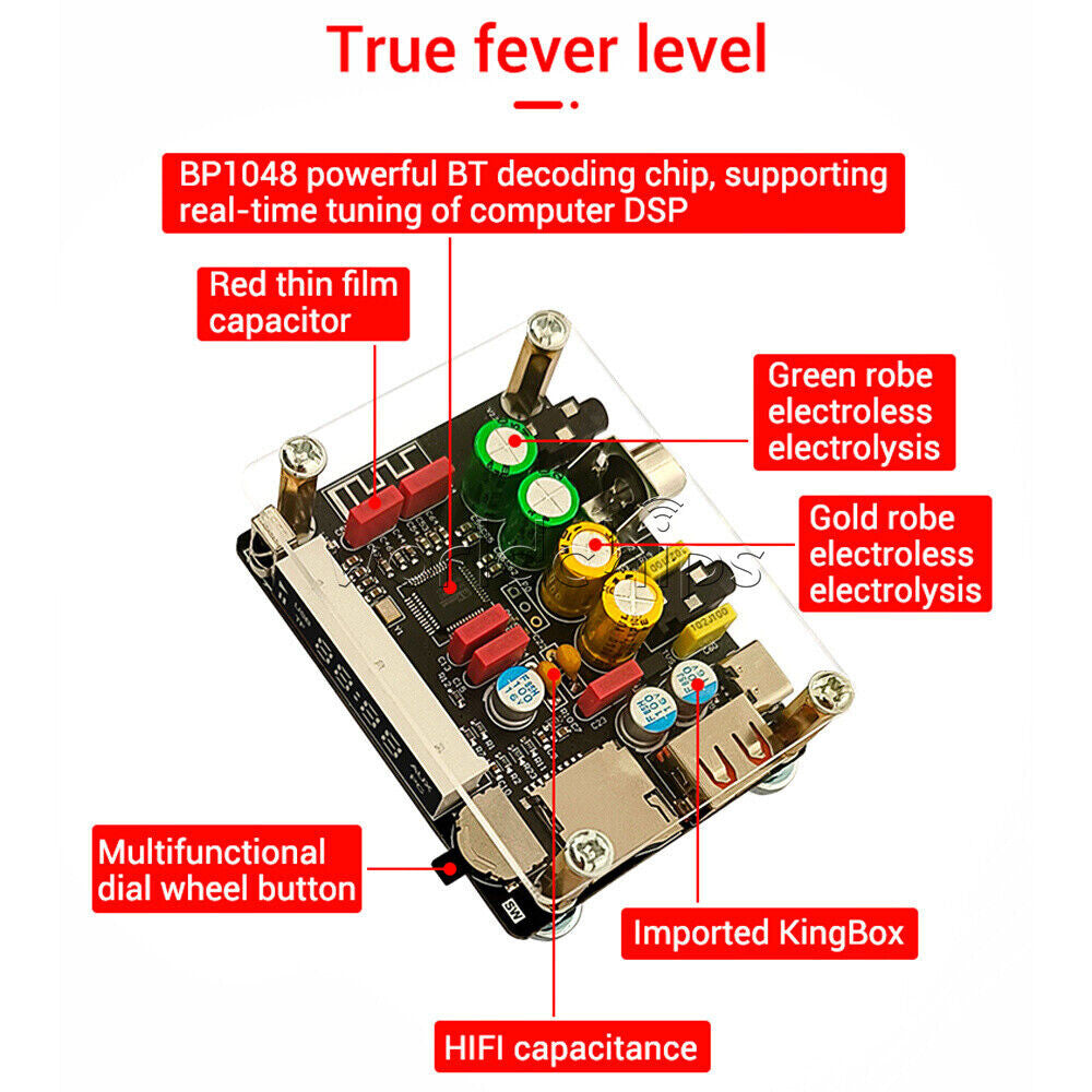 ZK-DAM-K1 Bluetooth U Disk Sound Card TF Decoder Board Front DSP Tuning Type-C
