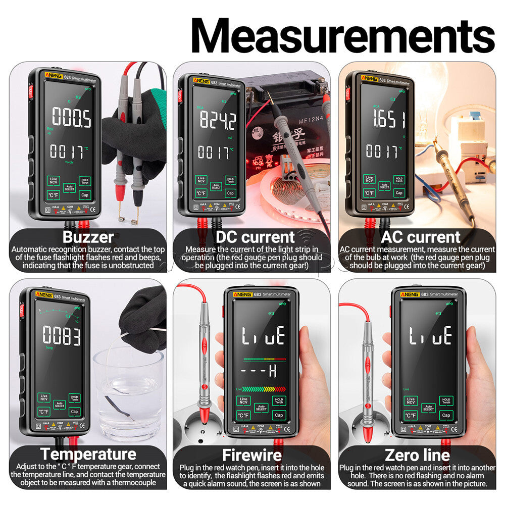 ANENG 683/682/681 Smart Digital Multimeter AC/DC Capacitance Meter Diode Tester