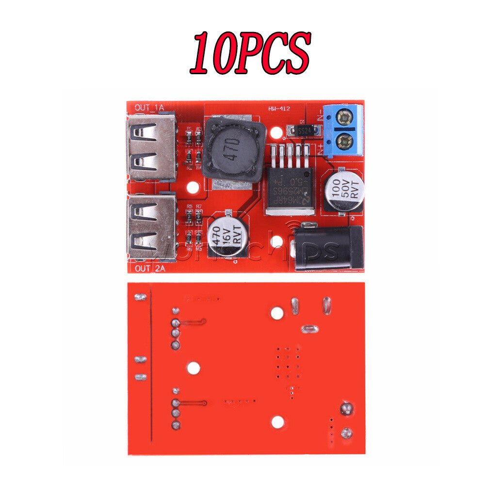 10PCS Dual USB Charger DC6V-40V TO DC5V 3A Step-Down Buck Power Supply Converter