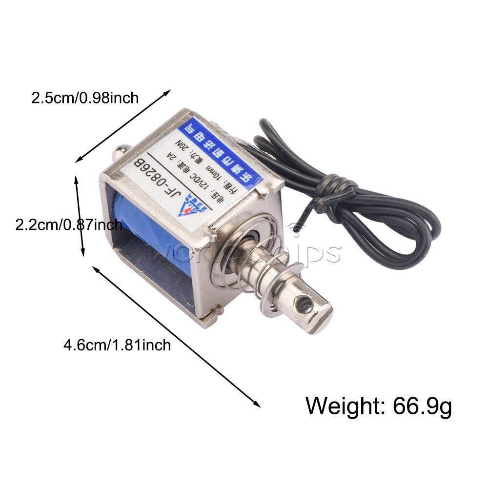 10PC 12V JF-0826B Reset10mm 20N Push Pull Type Open Frame Solenoid Electromagnet