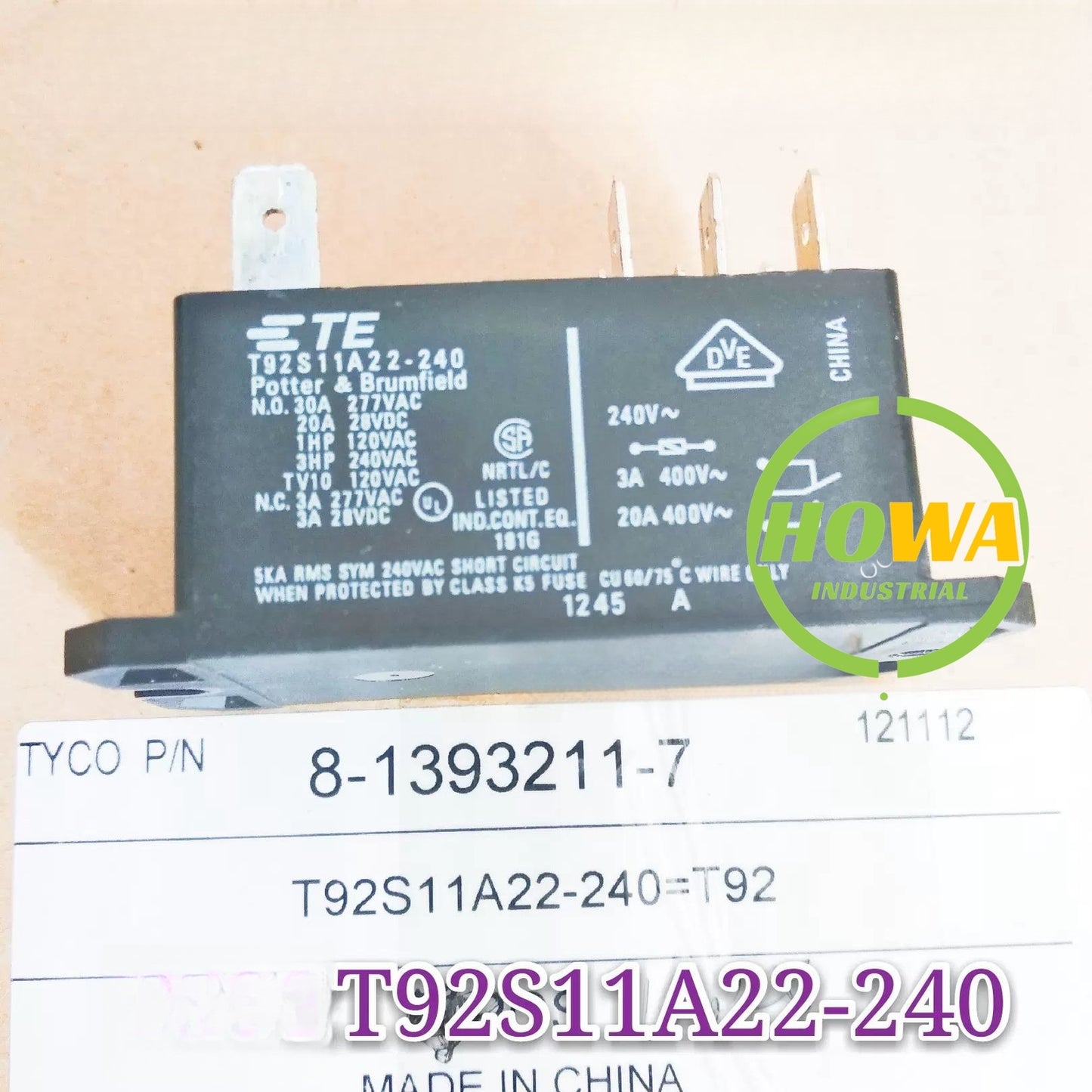 1/piece  T92S11A22-240 TE Power Relay 240VAC 8-pin 30A