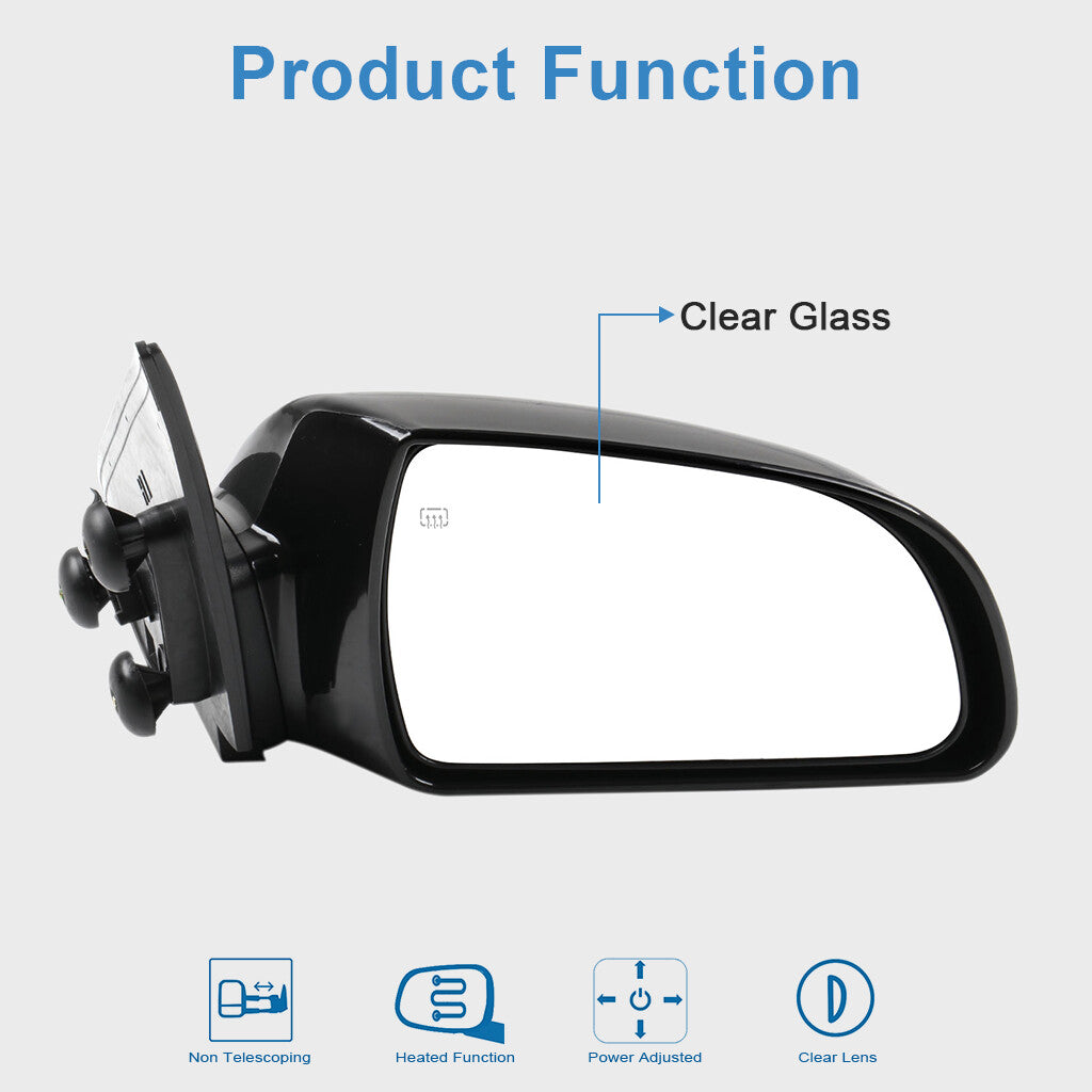 Power Mirror For 2007-2010 Hyundai Sonata Passenger Side Heated Black