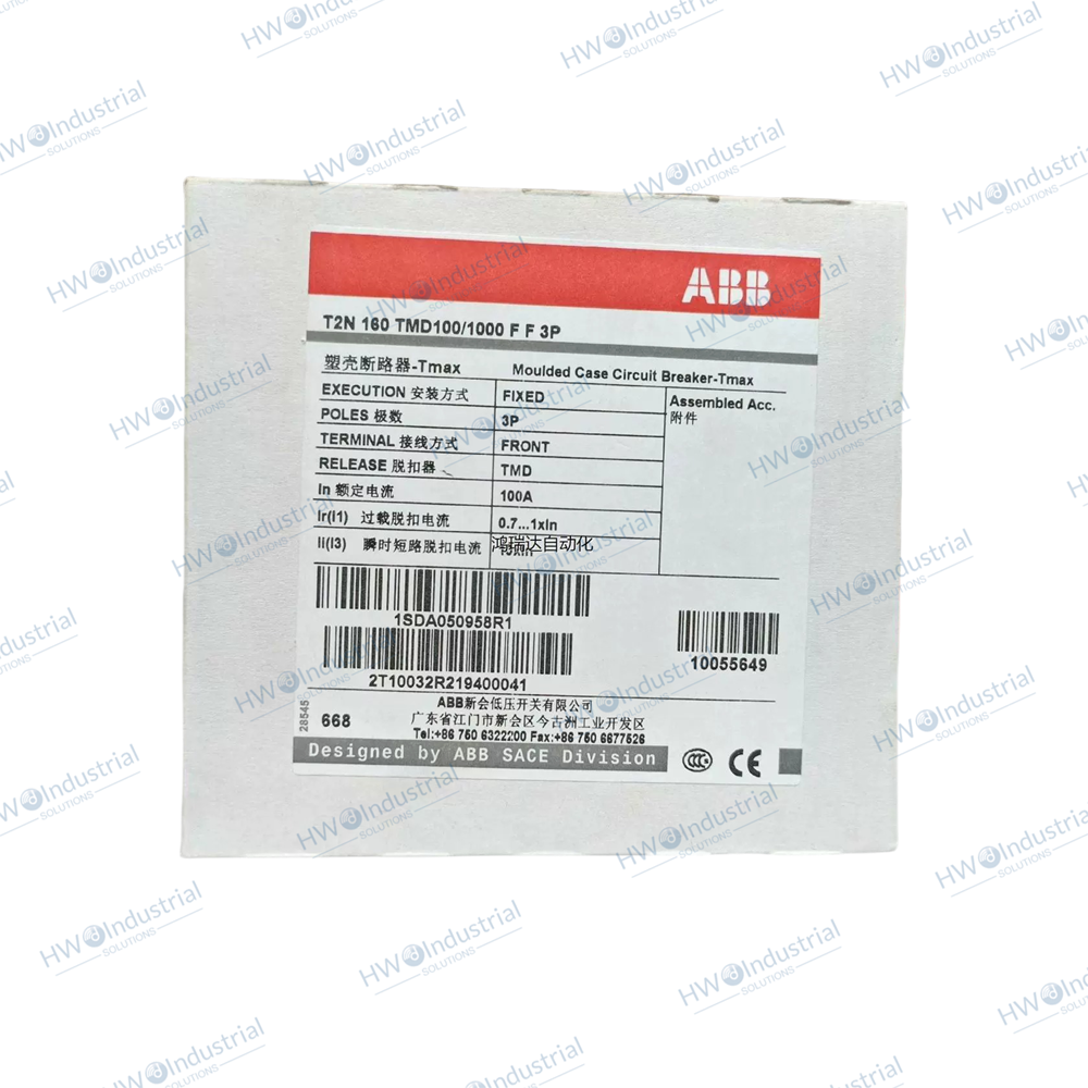 1/Piece T2N160 TMD100/1000 F F 3P 100A  ABB Molded Case Circuit Breaker