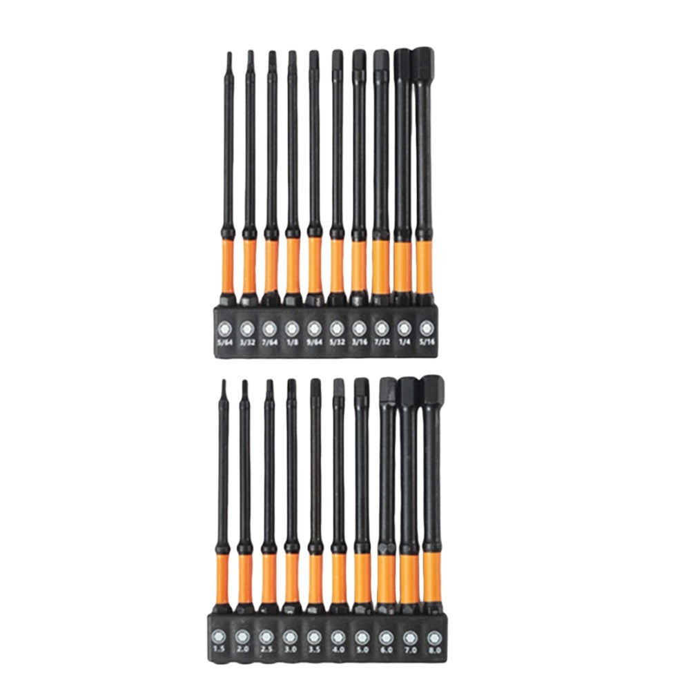 For Impact Hex Driver Bit Set 20pcs Metric SAE with Magnetic Holder 100mm