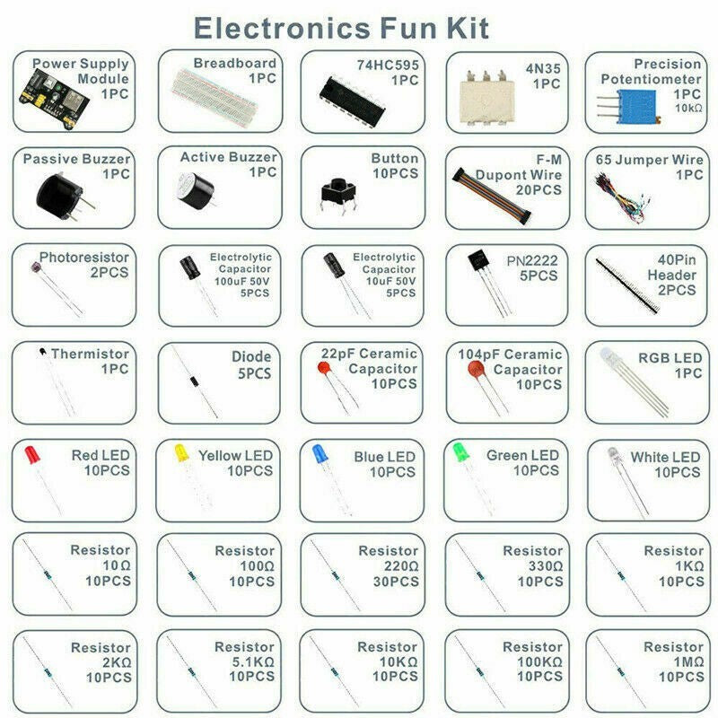 Electronic Component Buzzer 374pcs For Arduino Assortment  Portable