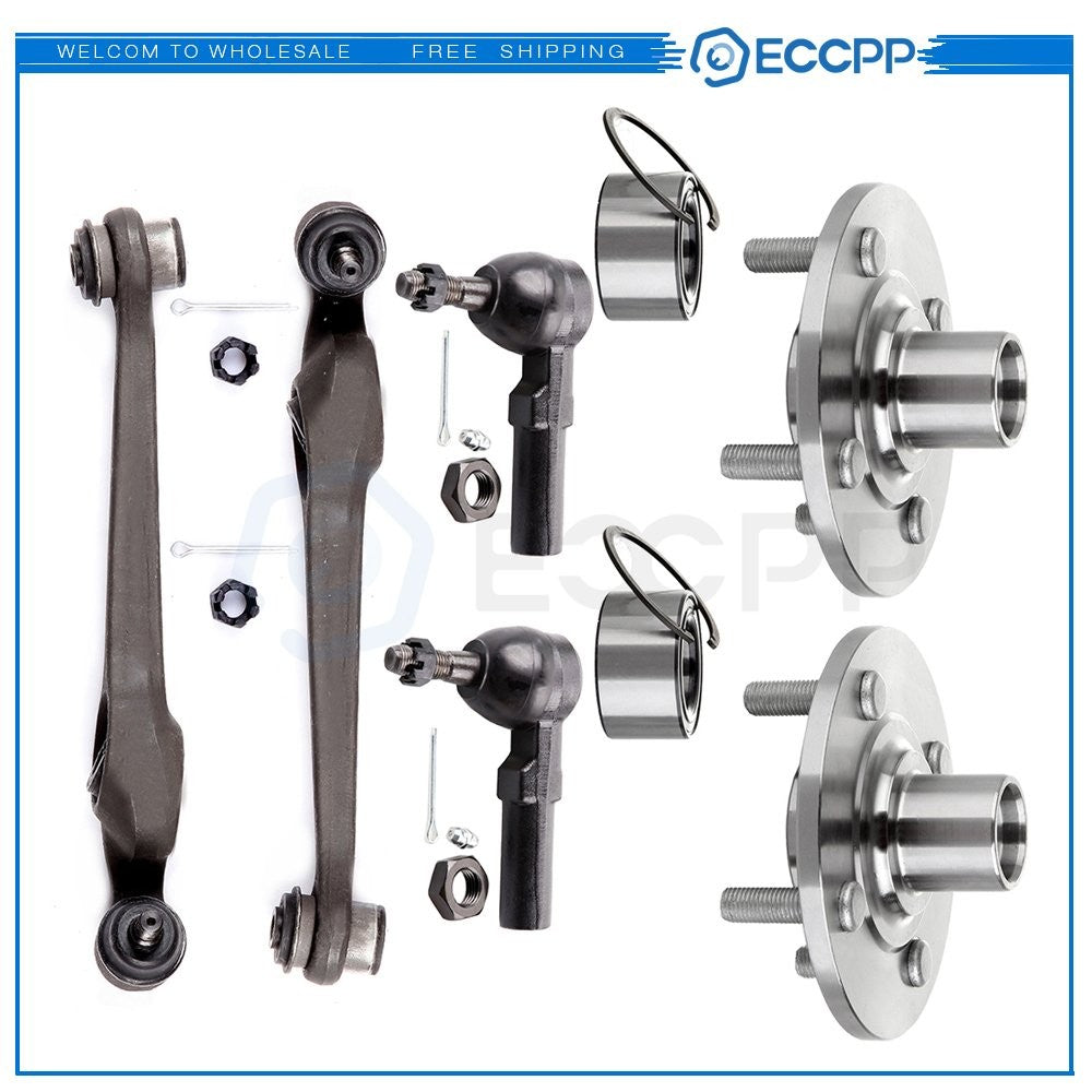 6pc Front Wheel Hub & Bearing Control Arm Tie Rod Kit For 94-02 Saturn SC1 SC2
