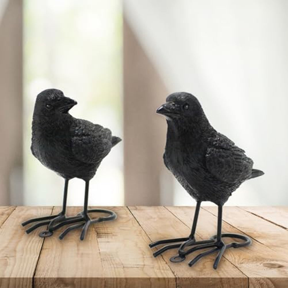 Unique Design Crow Figurines Set of Two Perfect for Creative Interiors