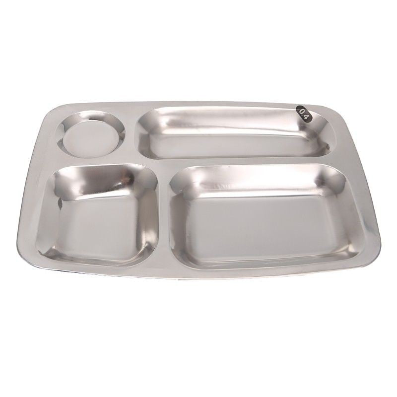 Stainless Steel Kids Snack Tray School  Food Lunch Box Plate 4/5/6 Grids