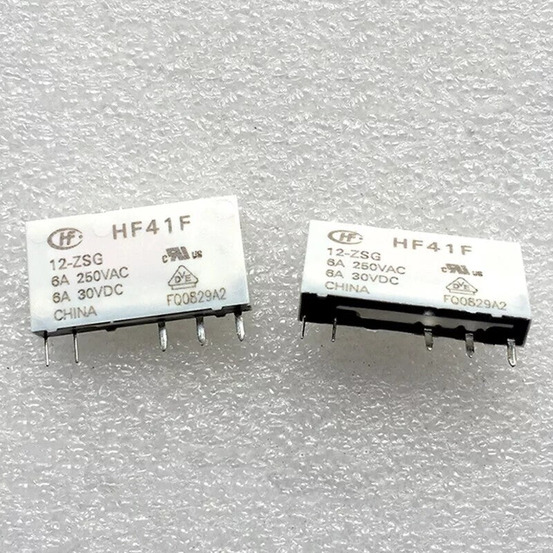 10Pcs HONGFA HF41F-12-ZSG 12VDC Solid State Relay 5Pins 6A 250VAC