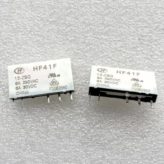 10Pcs HONGFA HF41F-12-ZSG 12VDC Solid State Relay 5Pins 6A 250VAC