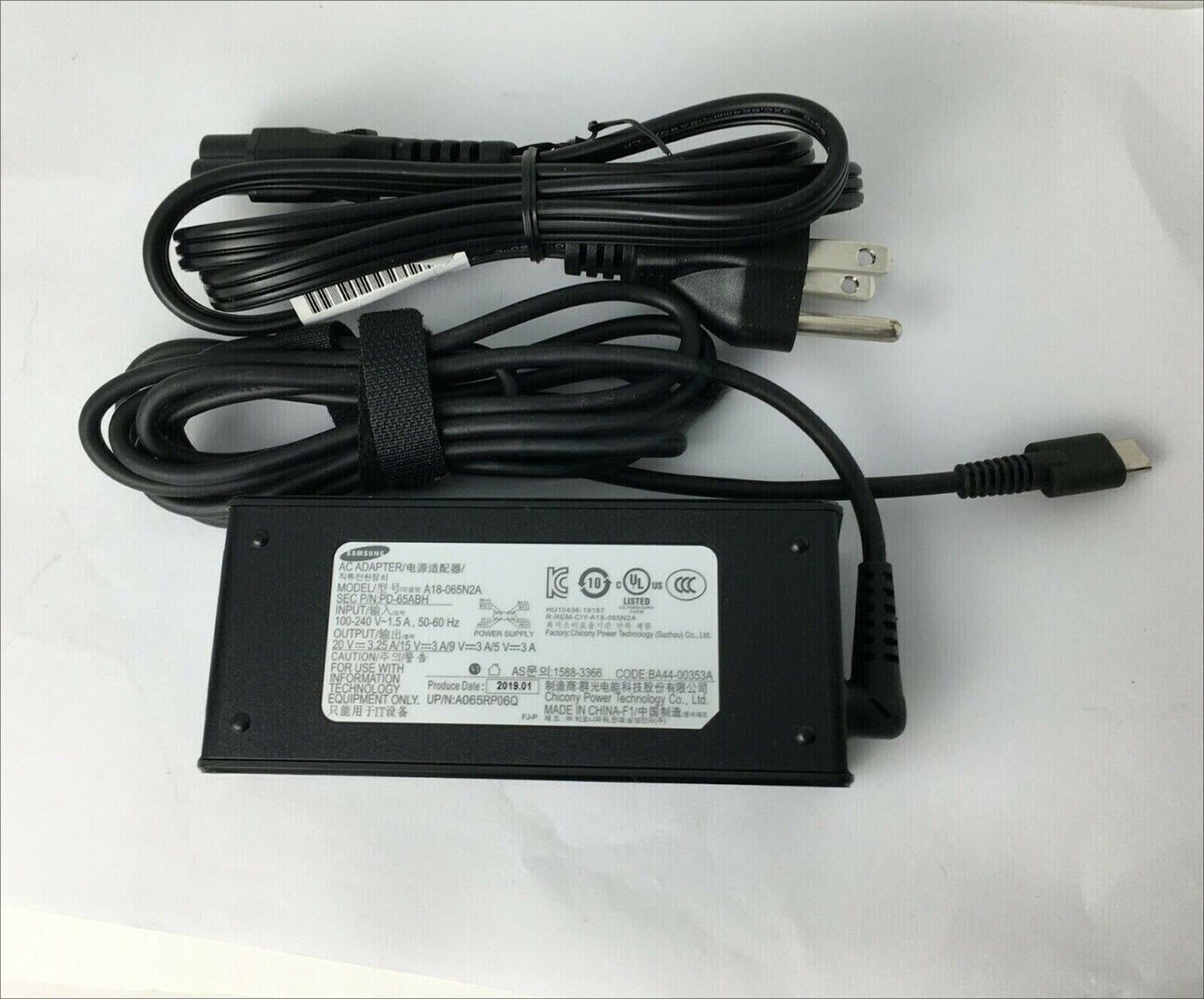 AC Adapter A18-065N2A PD-65ABH For Samsung Notebook 7 Spin NP750QUB-K01US