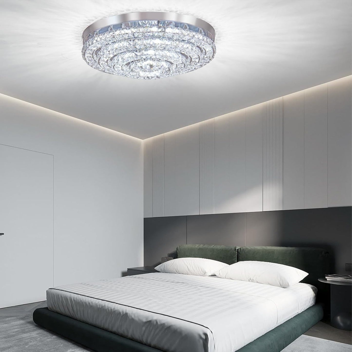 Four Rings Round LED Chandelier, Flush Mount Ceiling Lamp 4000K Cool White