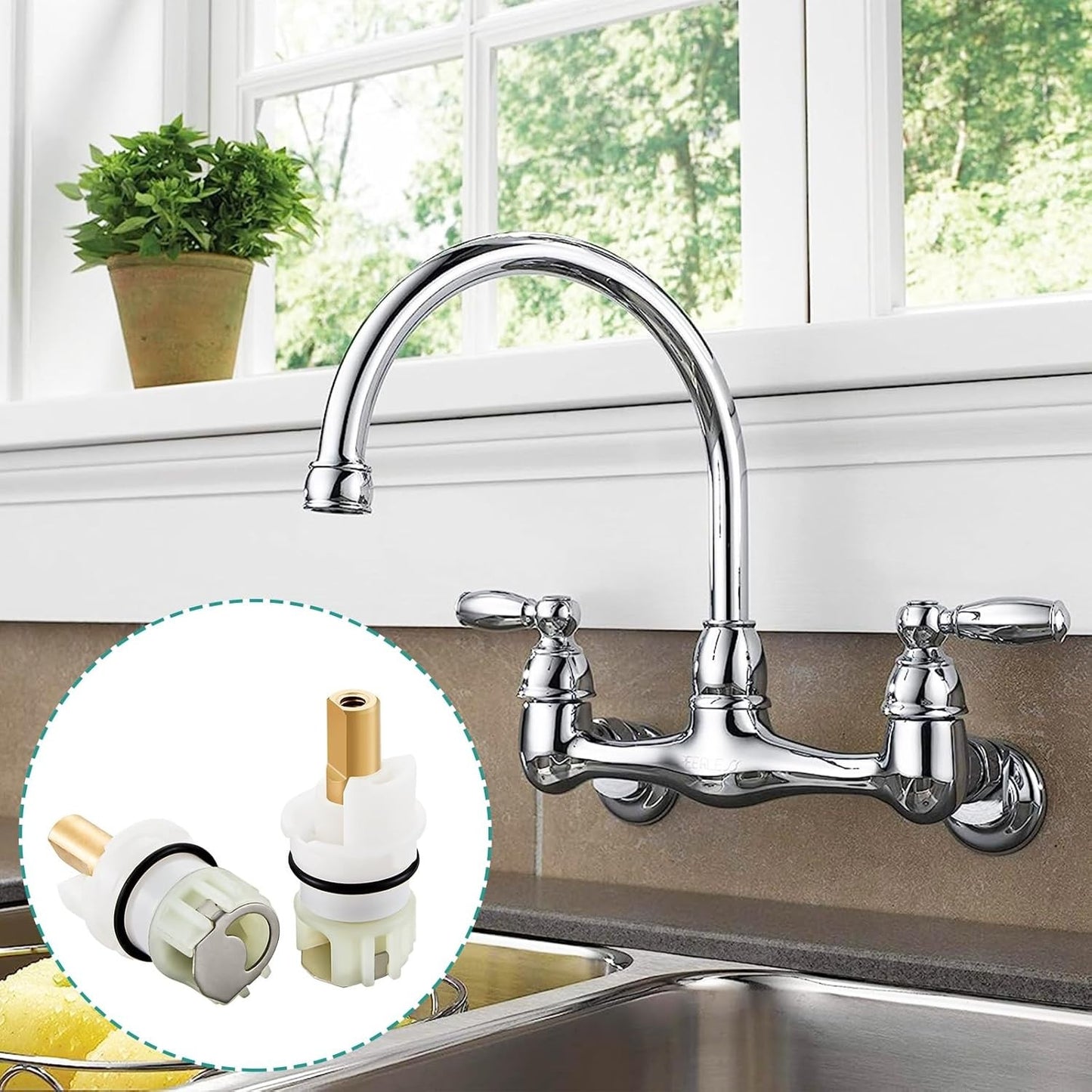 RP25513 Faucet Stem Assembly Replacement Kit for Two Handle Faucet Repair Kit wi