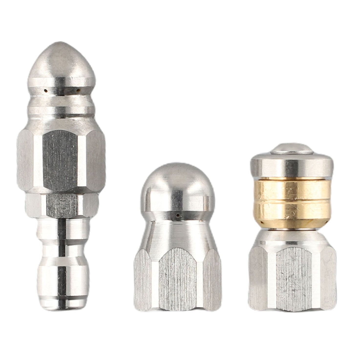 3 PCS Sewer Jetter Rotary Nozzle 1/4 In Pressure Washer Hose Quick-Connect