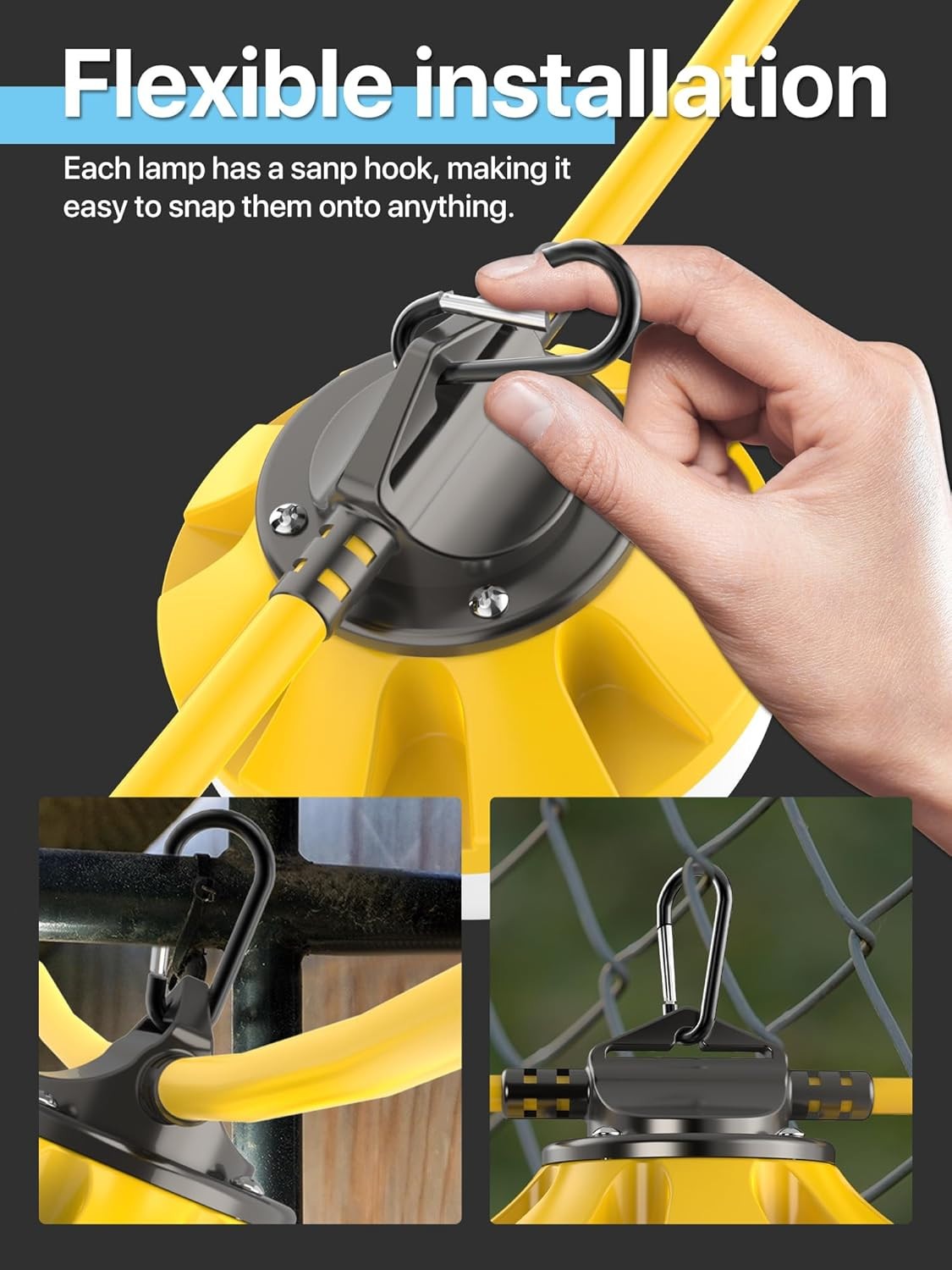 50FT Construction String Lights, 5 Bulbs, IP65 Waterproof, Linkable