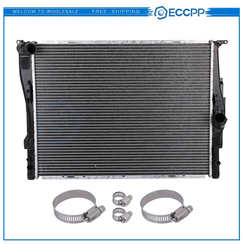 Radiator For BMW 128i 135i 325Ci 325i with Universal Oil Hose Clamps Kit