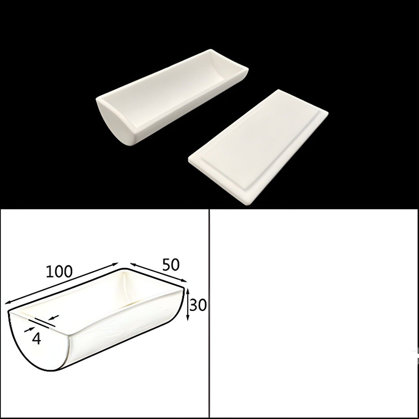 1pcs  100*50*30mm Alumina crucible with lid 99％Al2o3